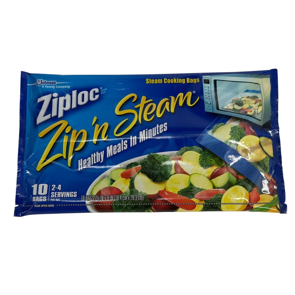 Ziploc Zip N Steam Cooking Bags NEW 10 Count Microwave Safe BPA Free Food Prep
